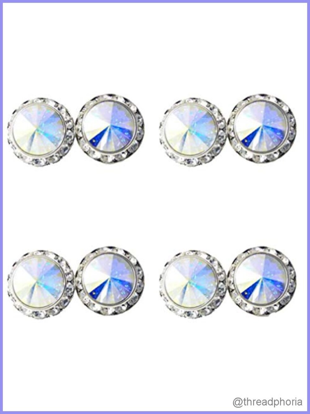 15mm Round Rhinestone Acrylic Crystal Stud Earrings Set for Dance